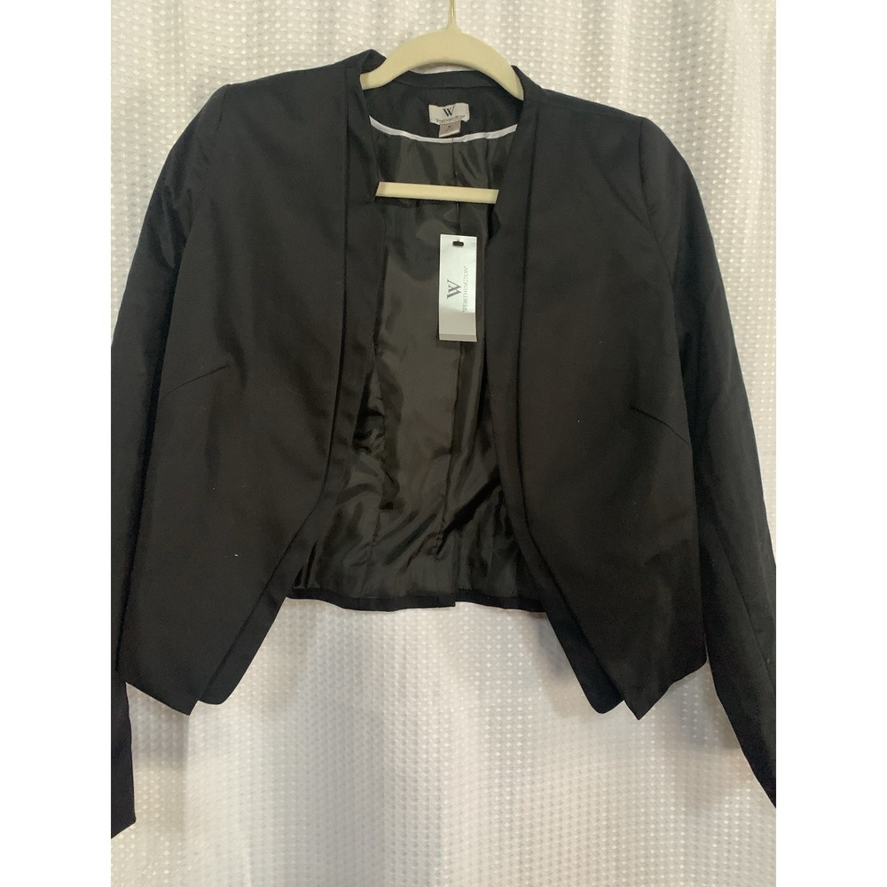 Worthington Womens Medium Short Blazer Open Front Black